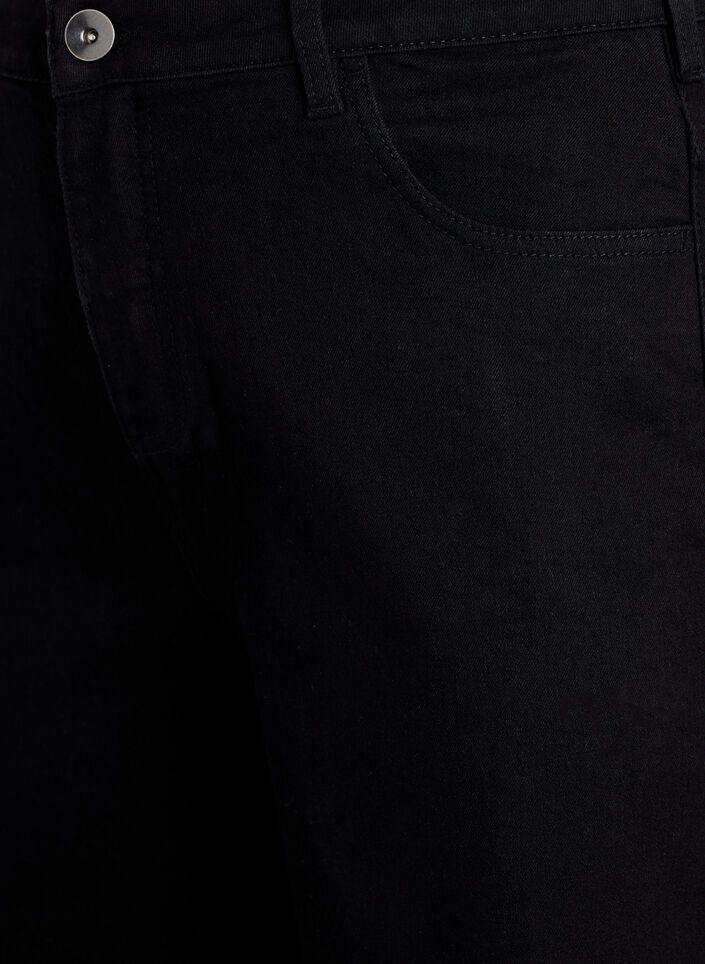 FLASH - L&oslash;se denimshorts med h&oslash;j talje, Sort, Packshot image number 2