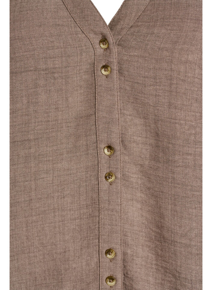 Skjortebluse med v-hals og korte &aelig;rmer, Brun, Packshot image number 2