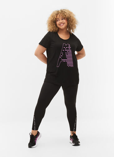 Trænings t-shirt med print, Black w. Purple A, Model image number 2