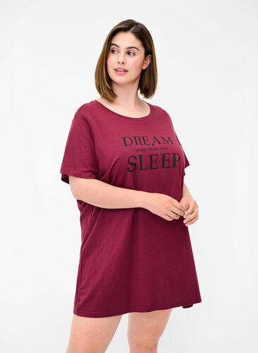 Oversize nat t-shirt i økologisk bomuld, Tawny Port, Model image number 0