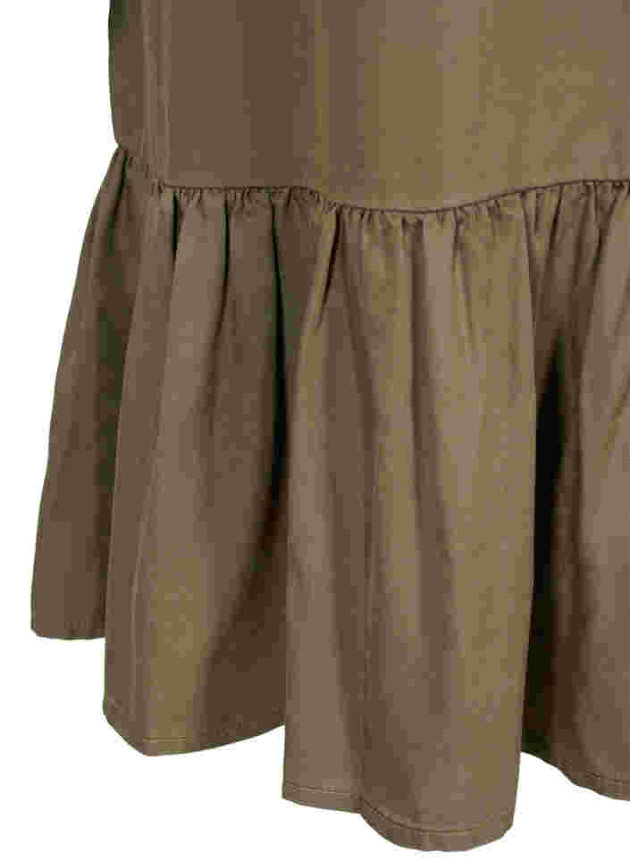Kjole med flæsekant og 3/4 ærmer, Dusty Olive, Packshot image number 3
