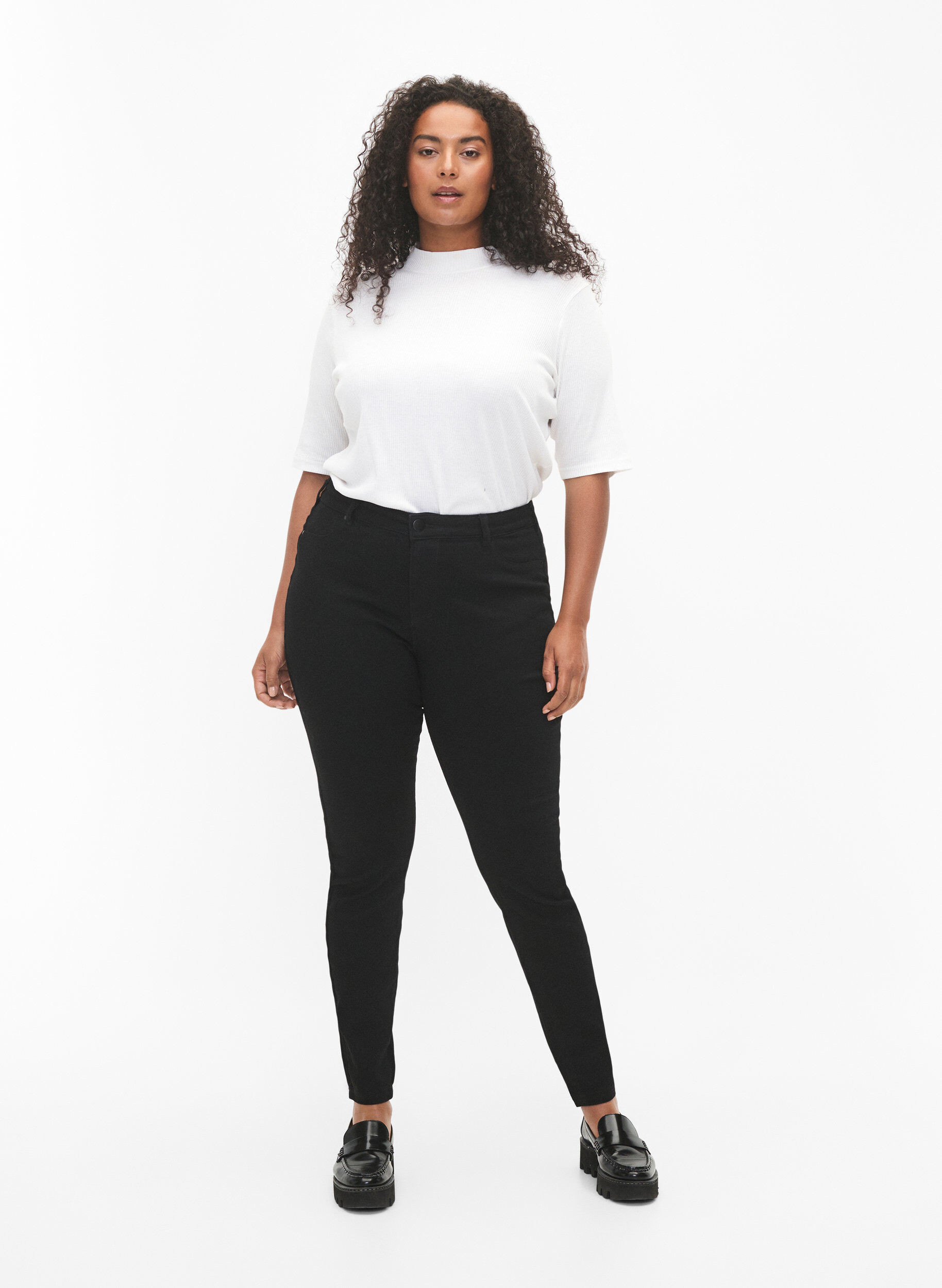 Jeggings i bomuldsblanding, Black, Model