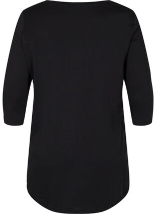 Bomulds t-shirt med 3/4 ærmer, Black RO, Packshot image number 1