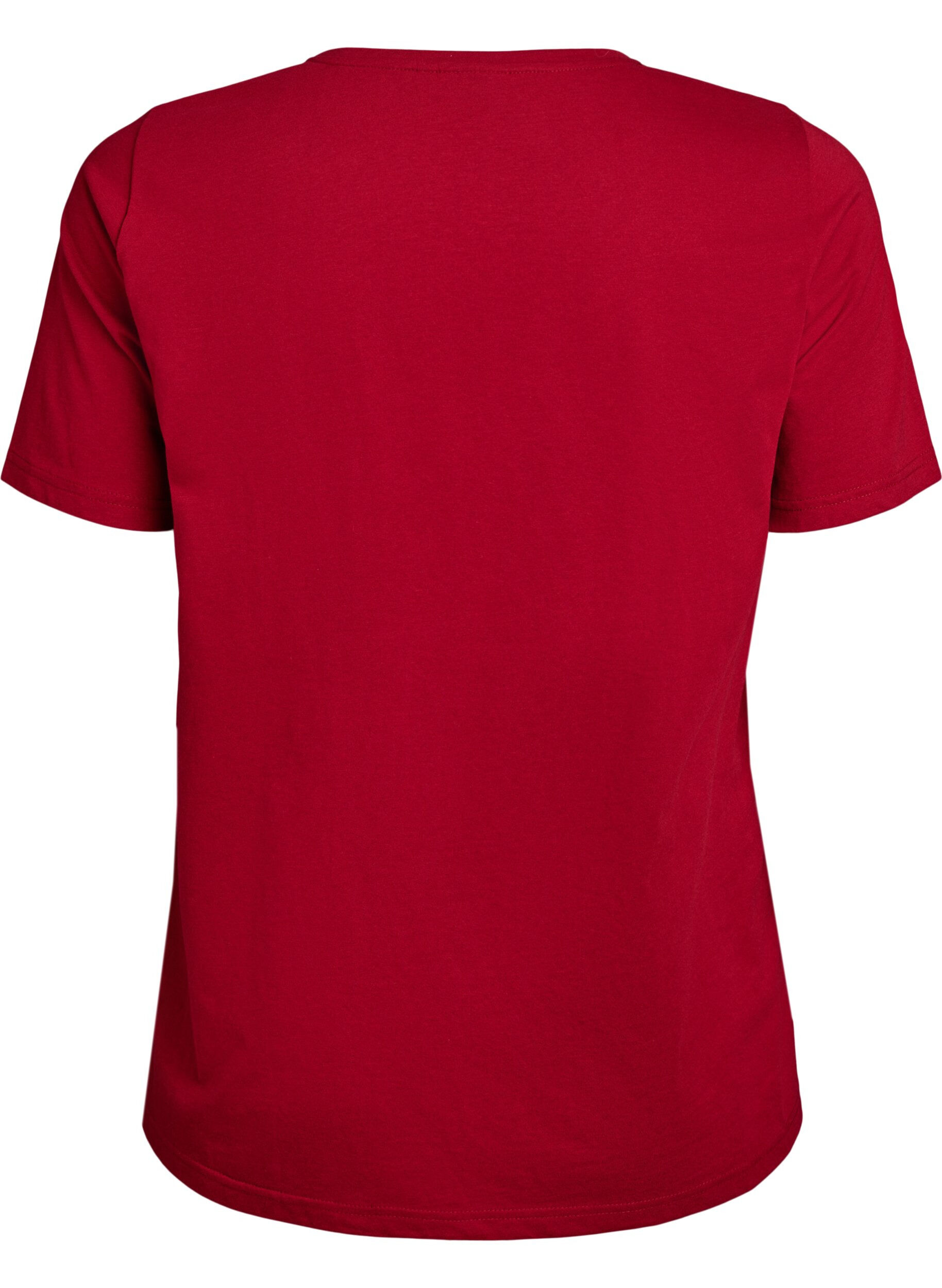ZizziT-shirt med motiv , R&oslash;d, Packshot image number 1