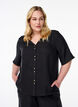 Skjortebluse med v-hals og korte &aelig;rmer, Sort, Model image number 0