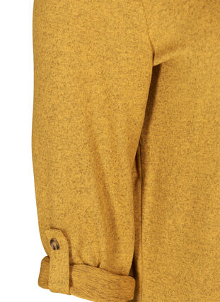 Bluse med 3/4 ærmer og lynlås, YELLOW MELANGE, Packshot image number 3