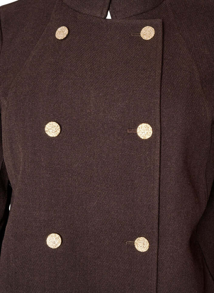 A-formet frakke med guldknapper, Brun, Packshot image number 2