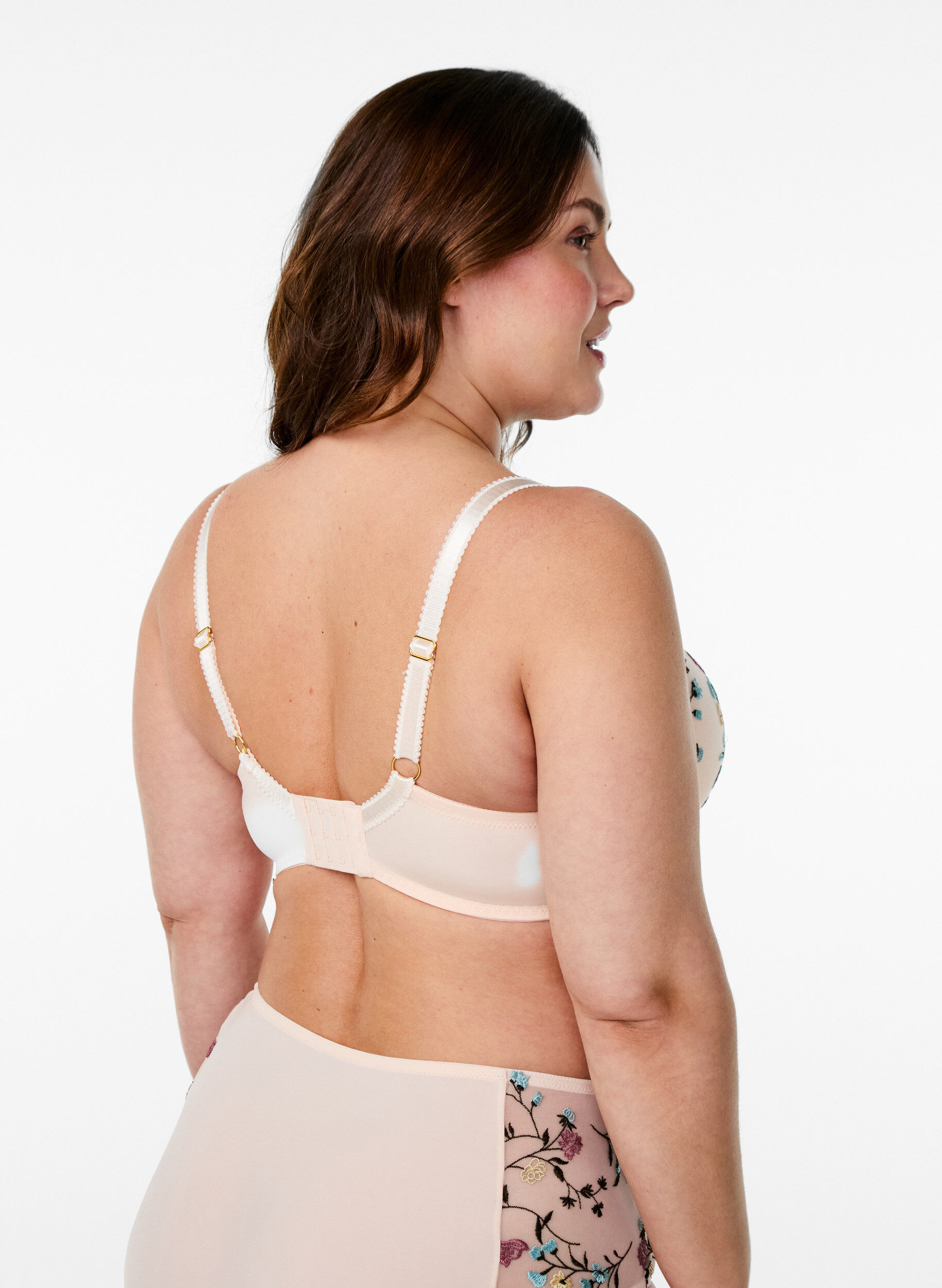 Zizzi Formst&oslash;bt bh med broderede blomster, Lyser&oslash;d, Model image number 2