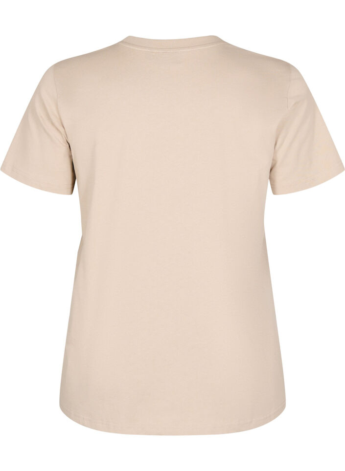 Basis t-shirt i bomuld med rund hals , Beige, Packshot image number 1