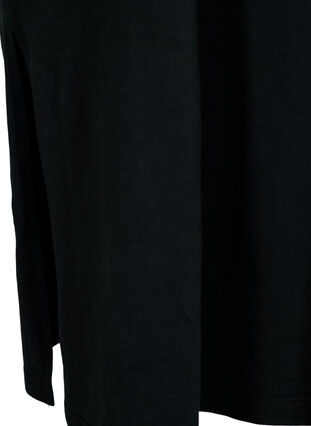 Kortærmet bomuldskjole med slids, Black, Packshot image number 3