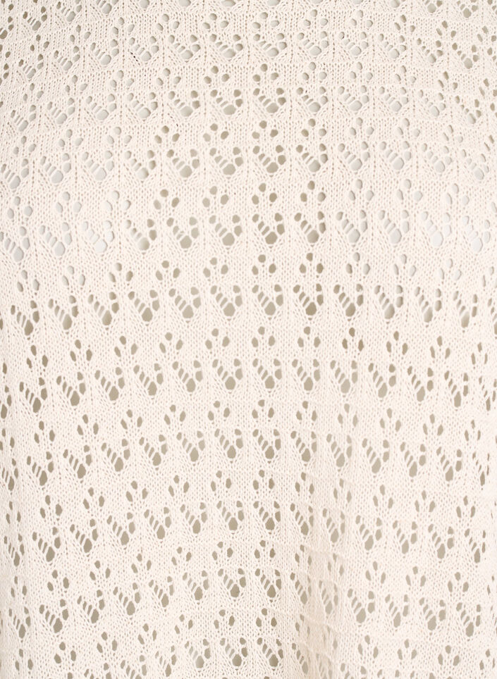 Kort&aelig;rmet bluse med hulm&oslash;nster, Beige, Packshot image number 2