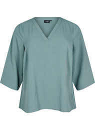 Bluse med 3/4 &aelig;rmer, Gr&oslash;n