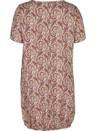 Kortærmet viskose kjole med print, Burned Paisley, Packshot image number 1