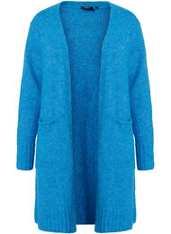 Lang strikcardigan med uld og lommer, French Blue
