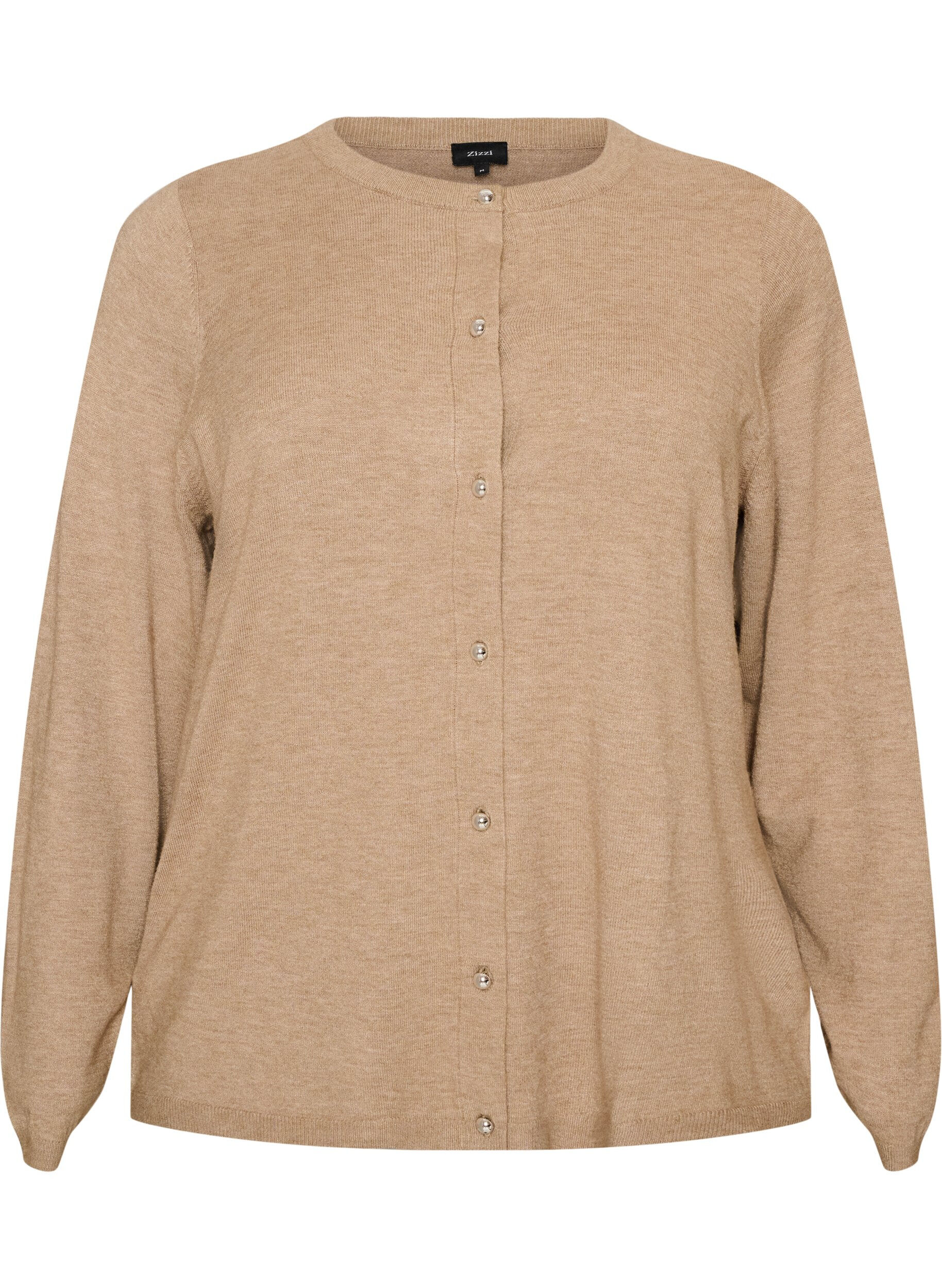 ZizziCardigan med runde knapper, Beige, Packshot image number 0