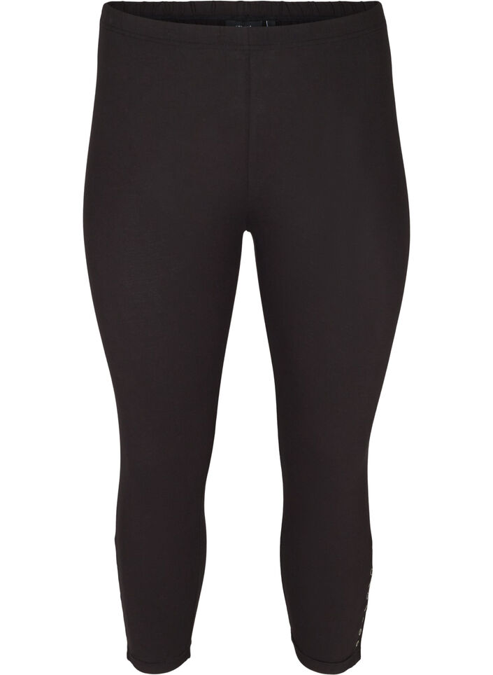3/4 leggings med knapper, Black, Packshot image number 0
