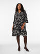 Kort jerseykjole med all-over print og A-form, Sort, Model image number 1