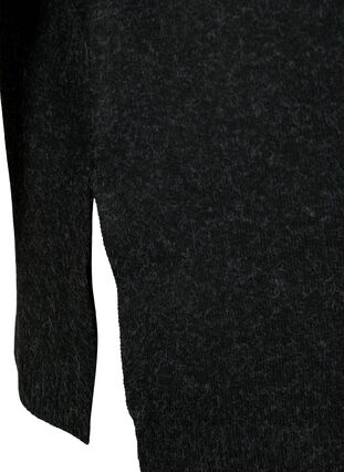 Meleret striktrøje med slids, Dark Grey Melange, Packshot image number 3