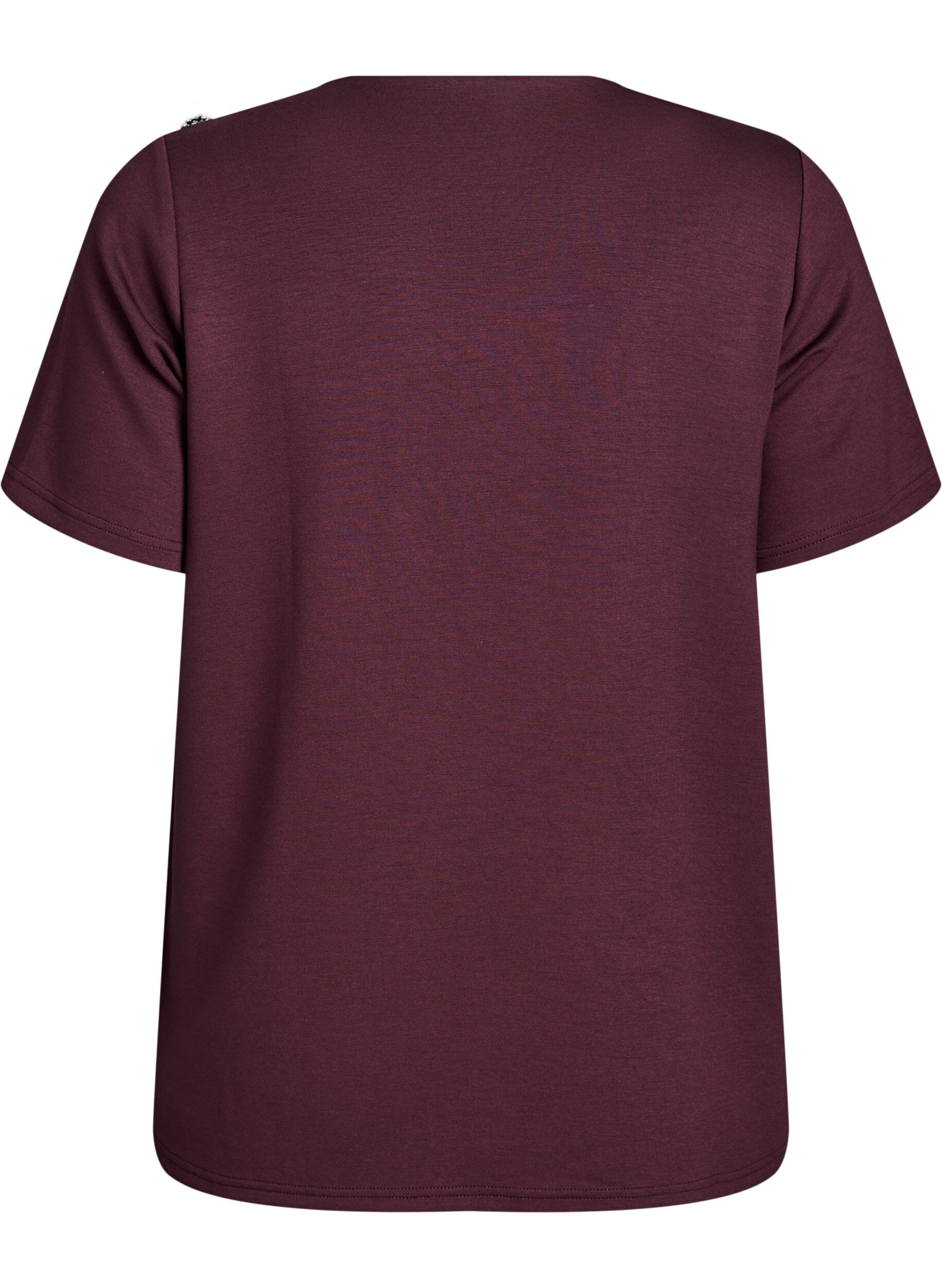 Zizzi Kort&aelig;rmet bluse med knapdetalje, M&oslash;rk Bordeaux, Packshot image number 1