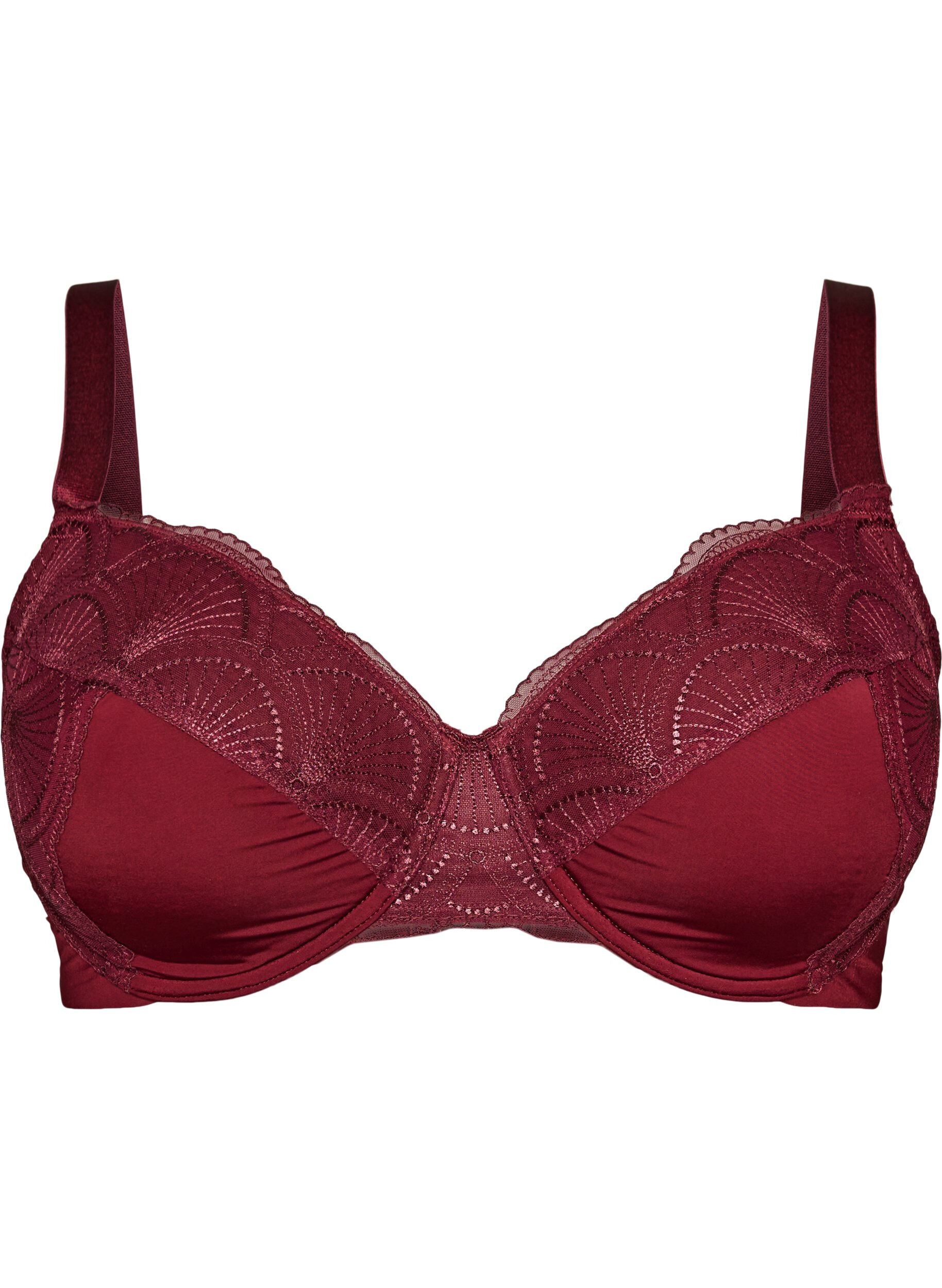ZizziVatteret b&oslash;jle-bh med blonde og U-ryg, R&oslash;d, Packshot image number 0