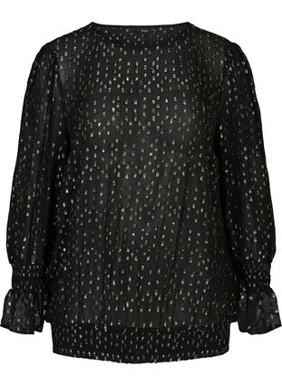 Viskose bluse med sølv detaljer, Black, Packshot image number 0