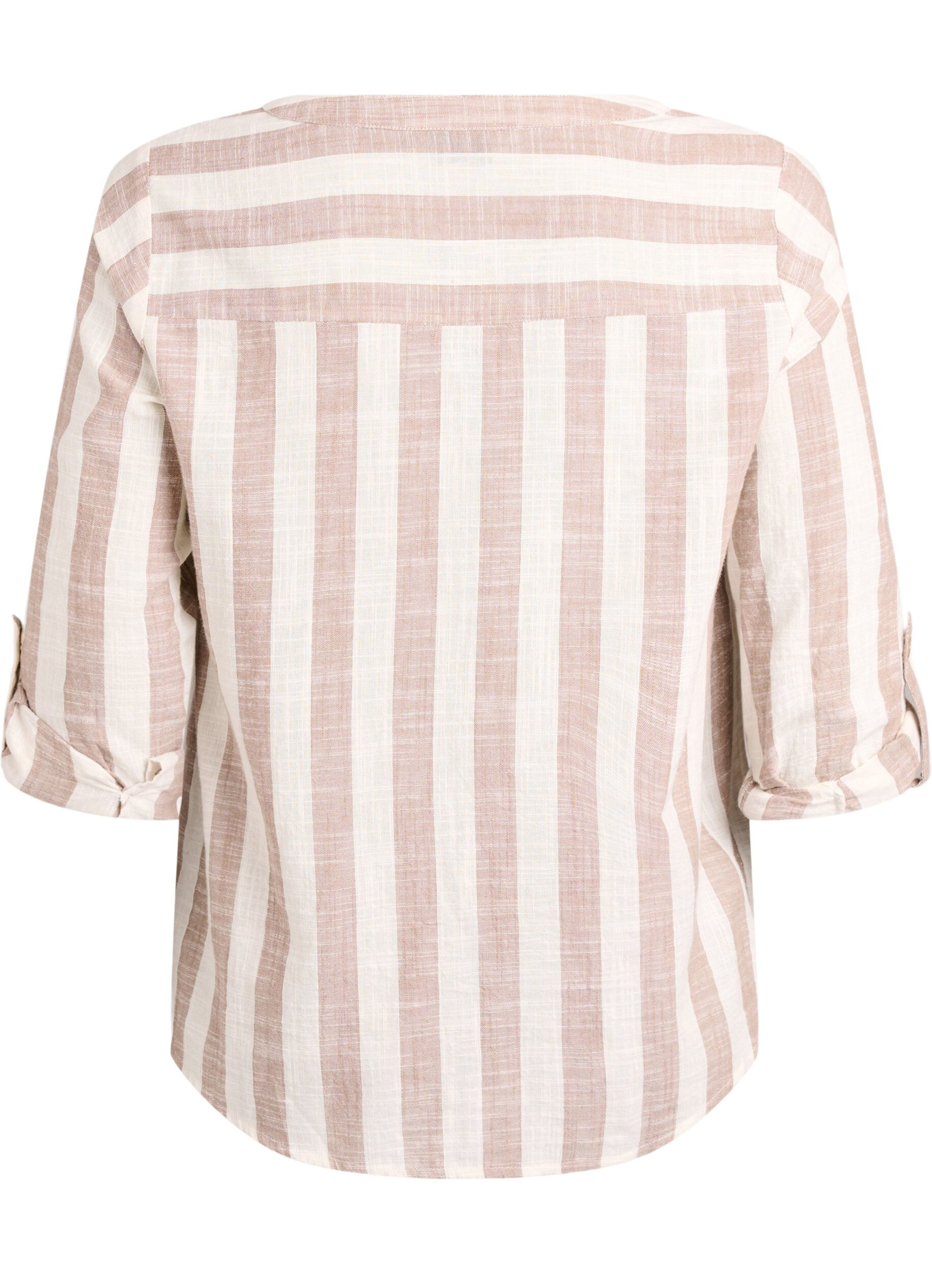 ZizziSkjortebluse i bomuld med V-udsk&aelig;ring, Beige, Packshot image number 1
