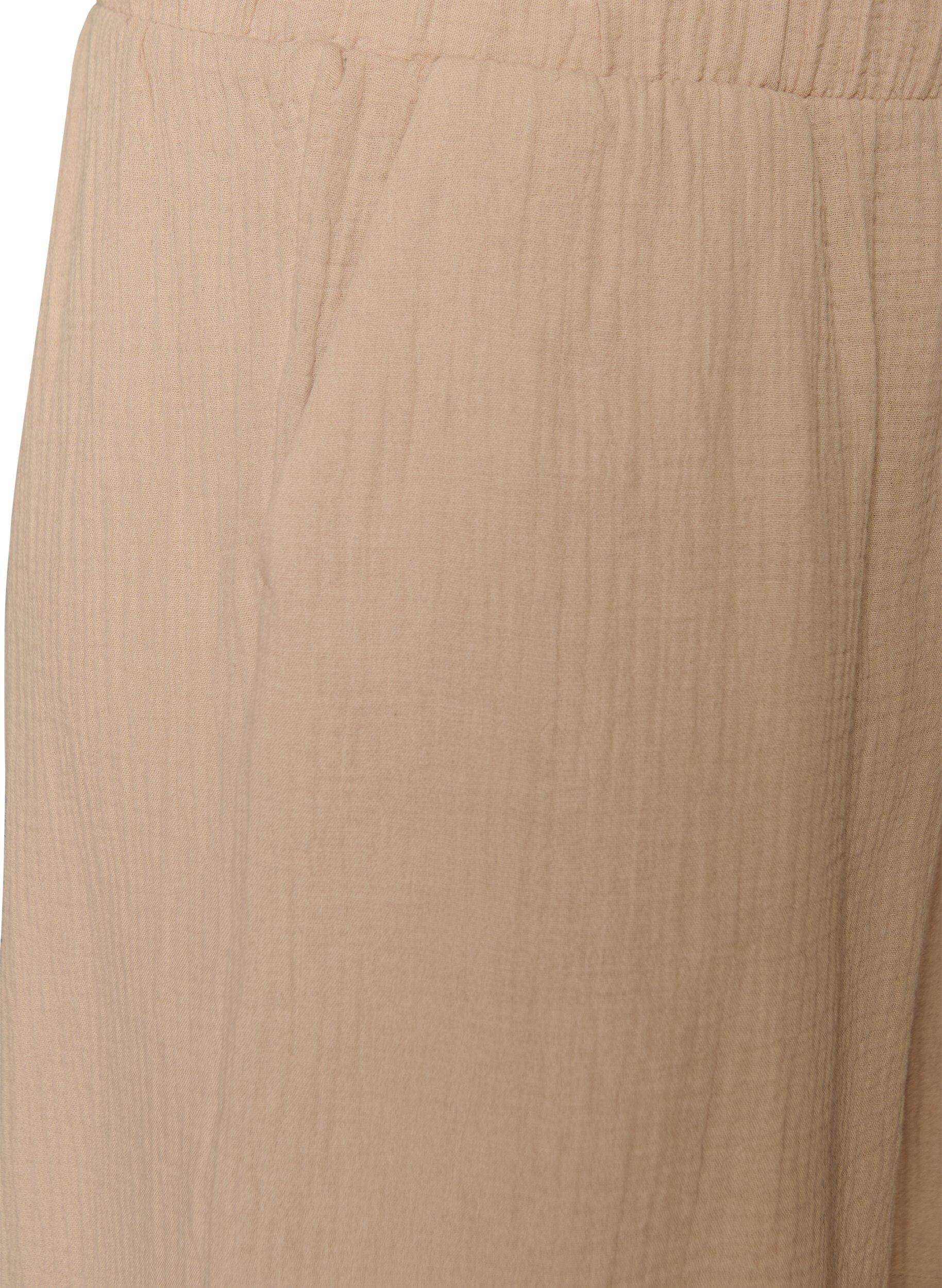 Zizzi Shorts i bomuldsmusselin med h&oslash;j talje, Beige, Packshot image number 2