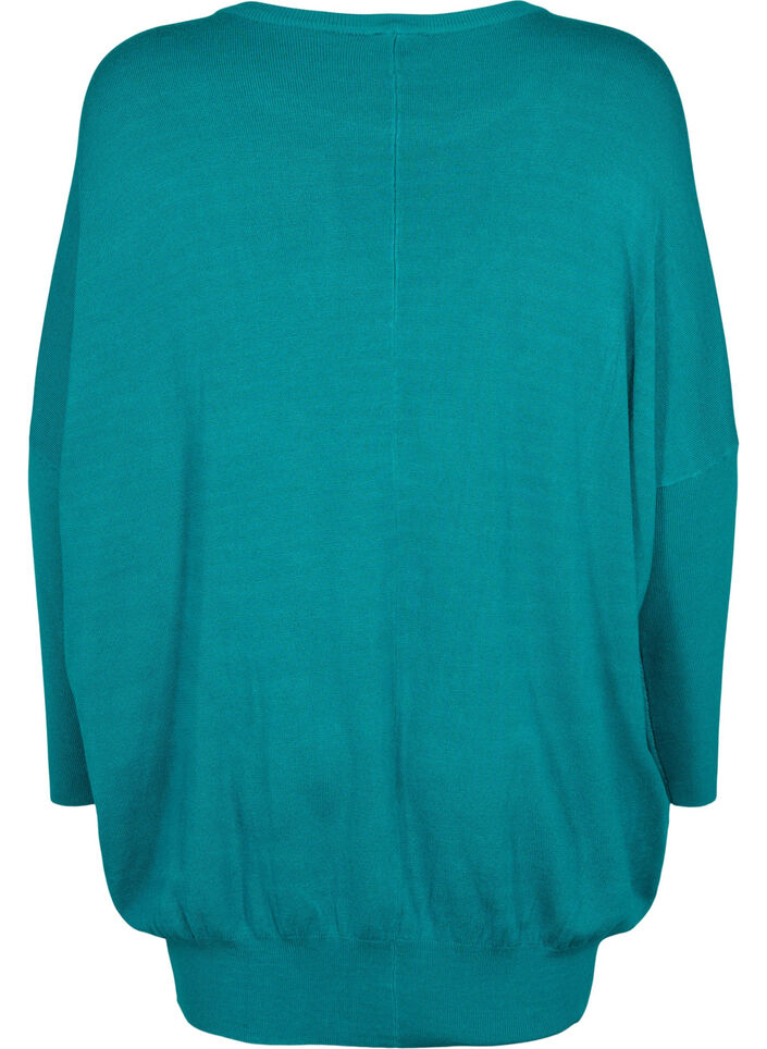 Strikket tunika i viskoseblanding, Deep Lake, Packshot image number 1
