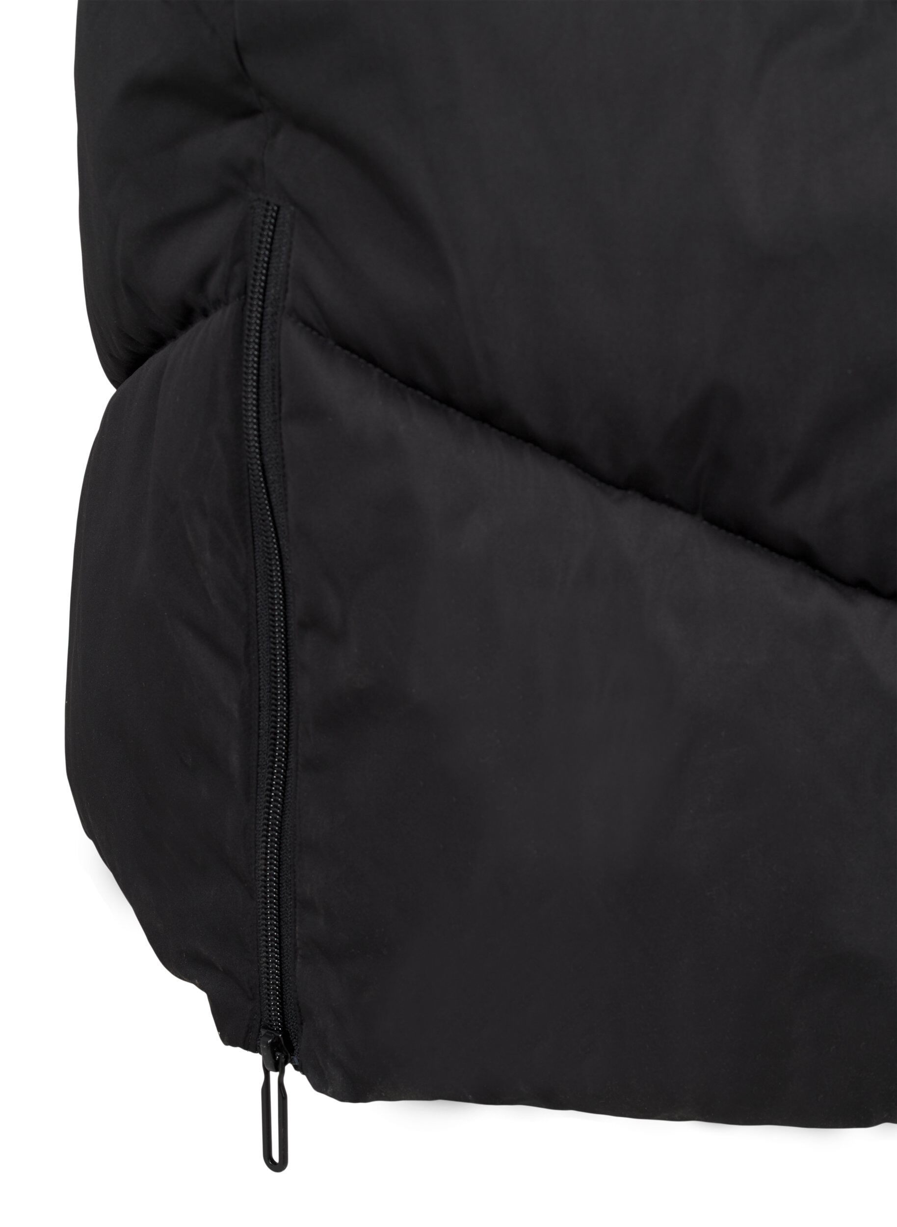 ZizziLang pufferfrakke med h&aelig;tte og lommer, Sort, Packshot image number 4