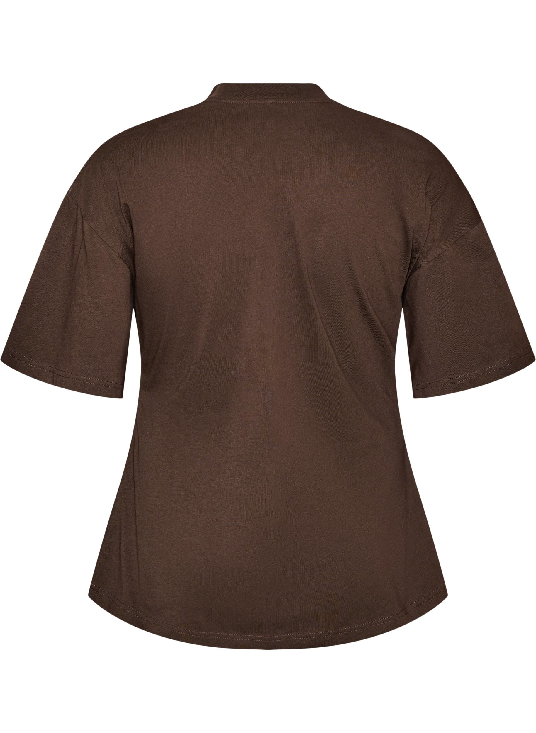 ZizziT-shirt med draperet detalje, Brun, Packshot image number 1