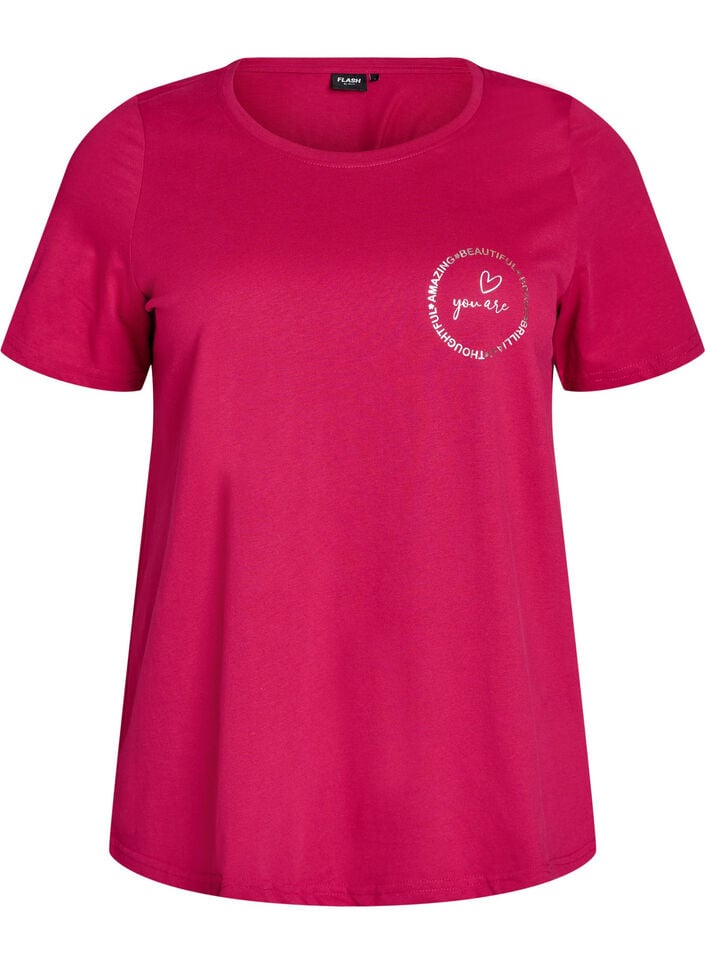 T-shirt med motiv, R&oslash;d, Packshot image number 0