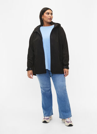 Kort softshell jakke med lommer, Black, Model image number 3