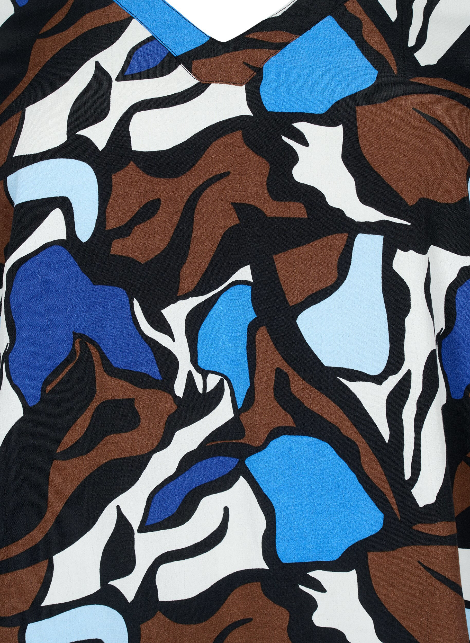 Zizzi Bluse i viskose med print og smock , Zafia AOP, Packshot image number 2