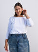 Basis T-shirt med b&aring;dudsk&aelig;ring og 3/4-&aelig;rmer, Hvid, Model image number 0