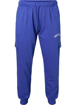 Sweatpants med cargolommer, Dazzling Blue, Packshot image number 0
