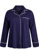 Bomulds pyjamas-skjorte med brystlomme, Bl&aring;, Packshot image number 0