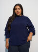 Ribstrikket sweater med ballon&aelig;rmer og knapper, Bl&aring;, Model image number 0