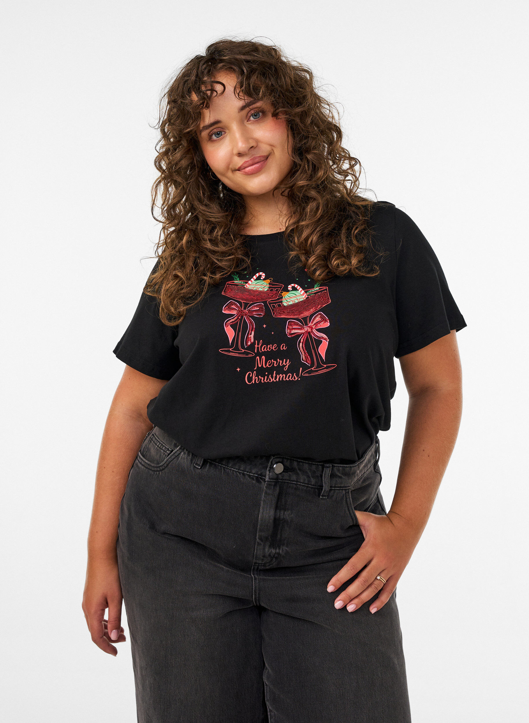 ZizziJule t-shirt i &oslash;kologisk bomuld, Sort, Model image number 0