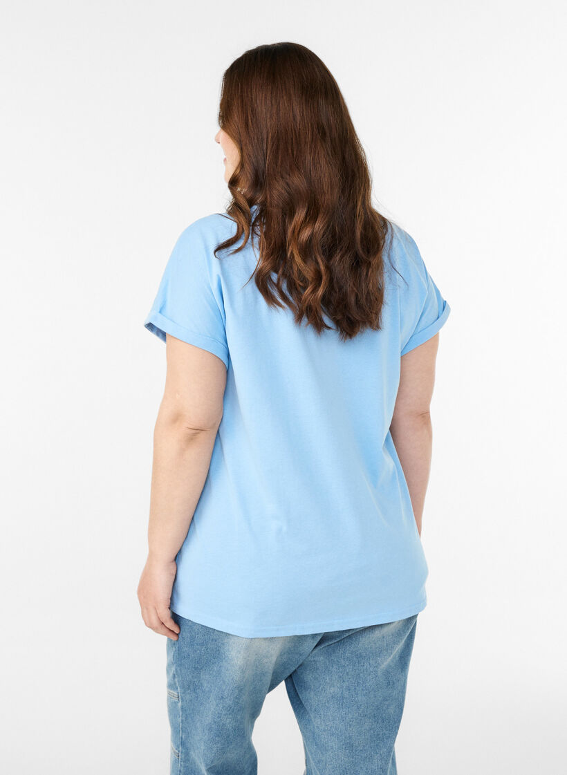 Kort&aelig;rmet t-shirt i bomuldsblanding, Bl&aring;, Model image number 2