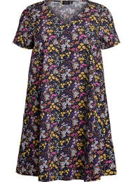 Kort a-shape kjole med blomsterprint, Bl&aring;