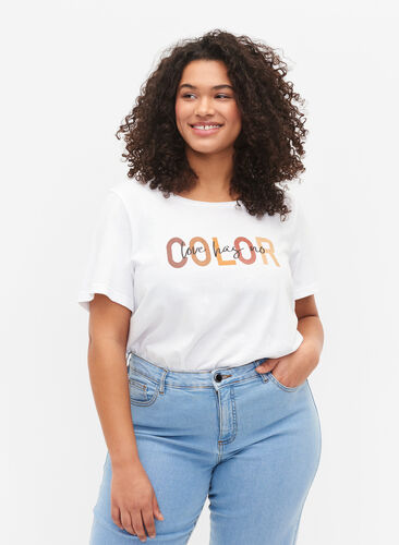 T-shirt i bomuld med print, Bright White COLOR, Model image number 0