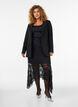 Midinederdel i blonde med pailletter, Sort, Model image number 1