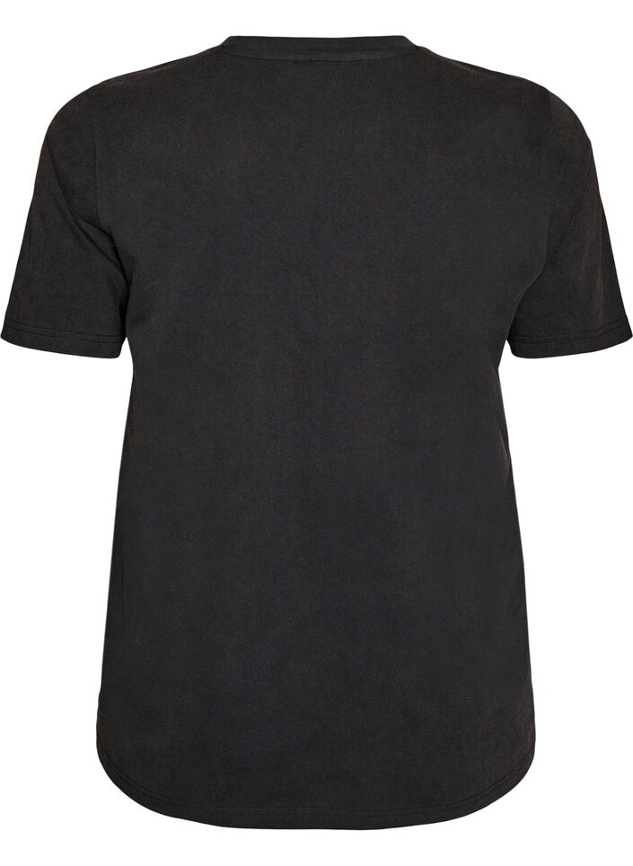 T-shirt i &oslash;kologisk bomuld med grafisk udtryk, Sort, Packshot image number 1