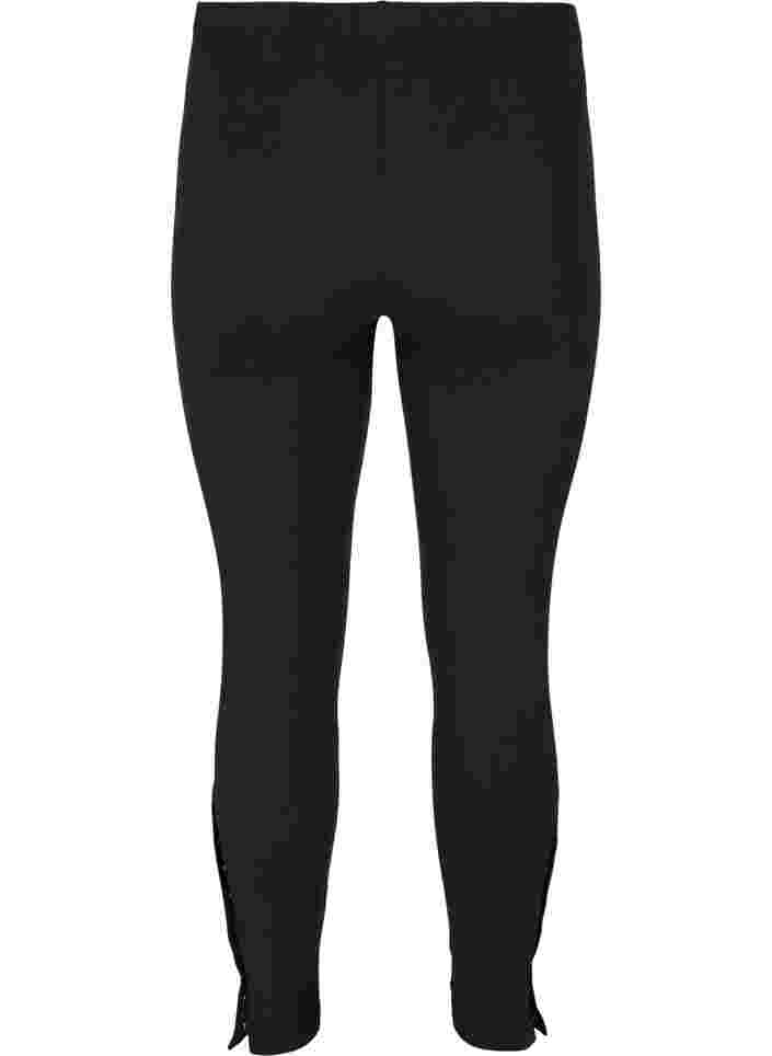 Viskose leggings med trykknapper, Black, Packshot image number 1