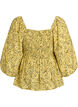 Bluse med smock og firkantet halsudsk&aelig;ring, Gul, Packshot image number 1