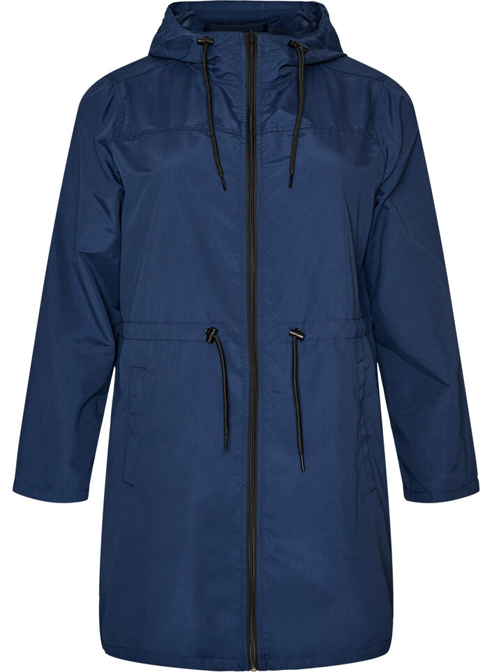 Parka i let materiale med h&aelig;tte, Bl&aring;, Packshot image number 0
