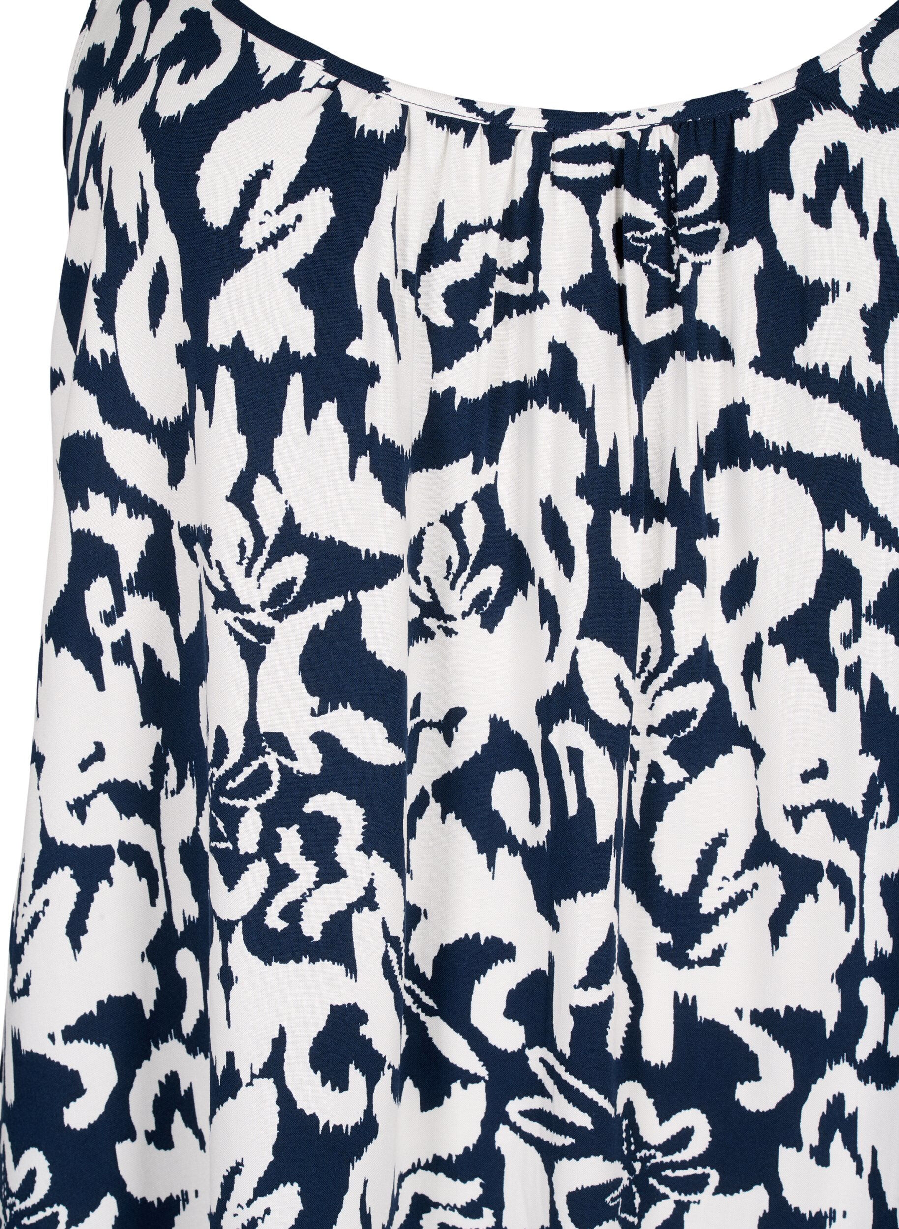 Zizzi Viskose stropkjole med print, Navy Bl. Ethnic AOP, Packshot image number 2