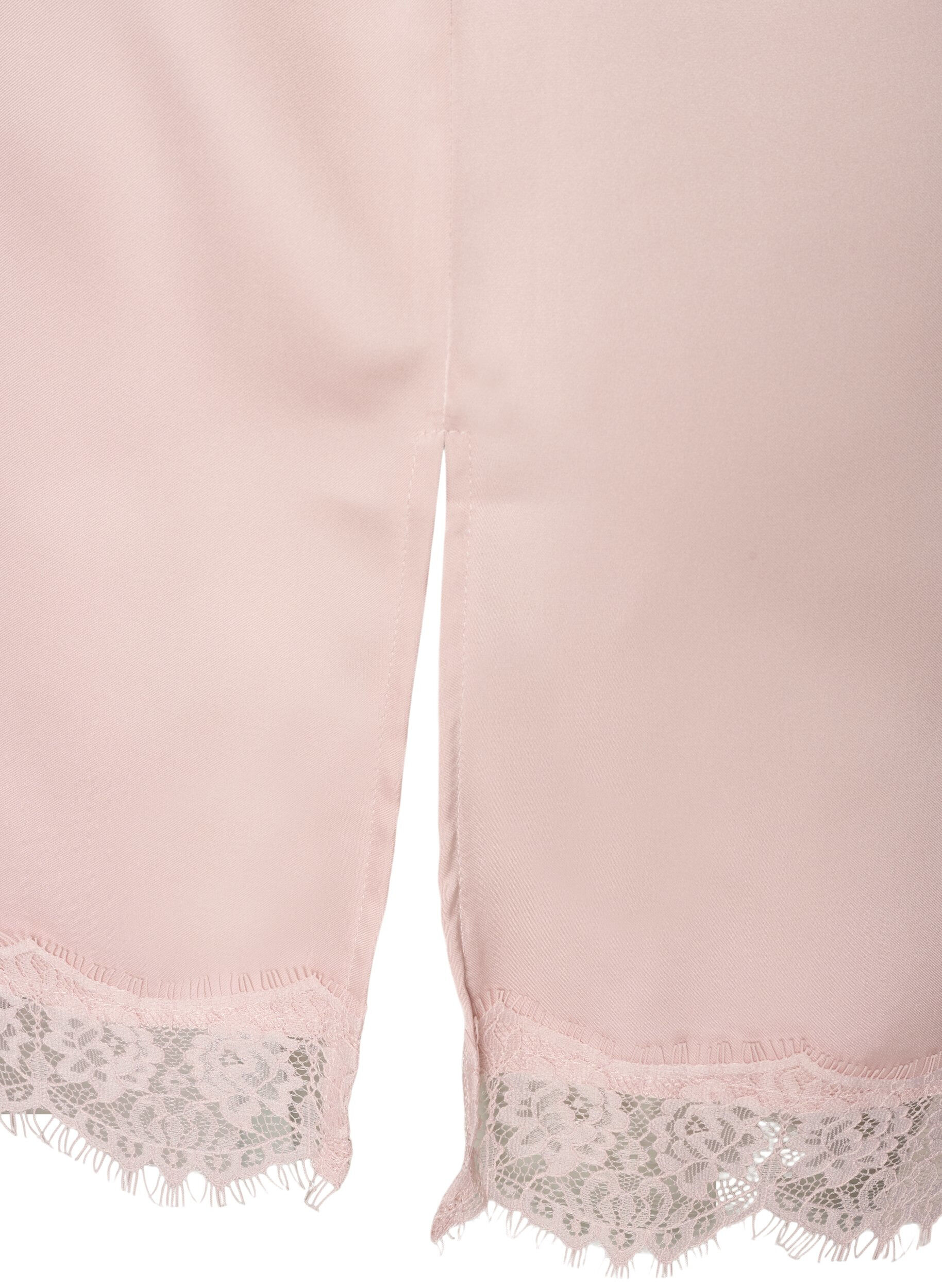 ZizziLang satintop med blondekanter, Lyser&oslash;d, Packshot image number 3