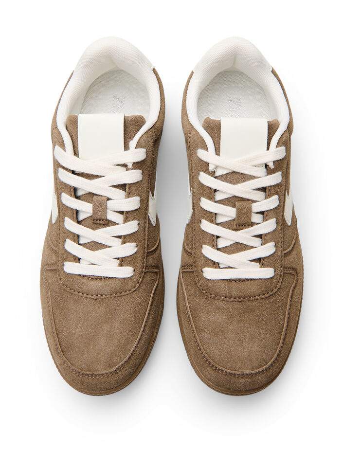 Sneakers i imiteret ruskind, Brun, Packshot image number 2
