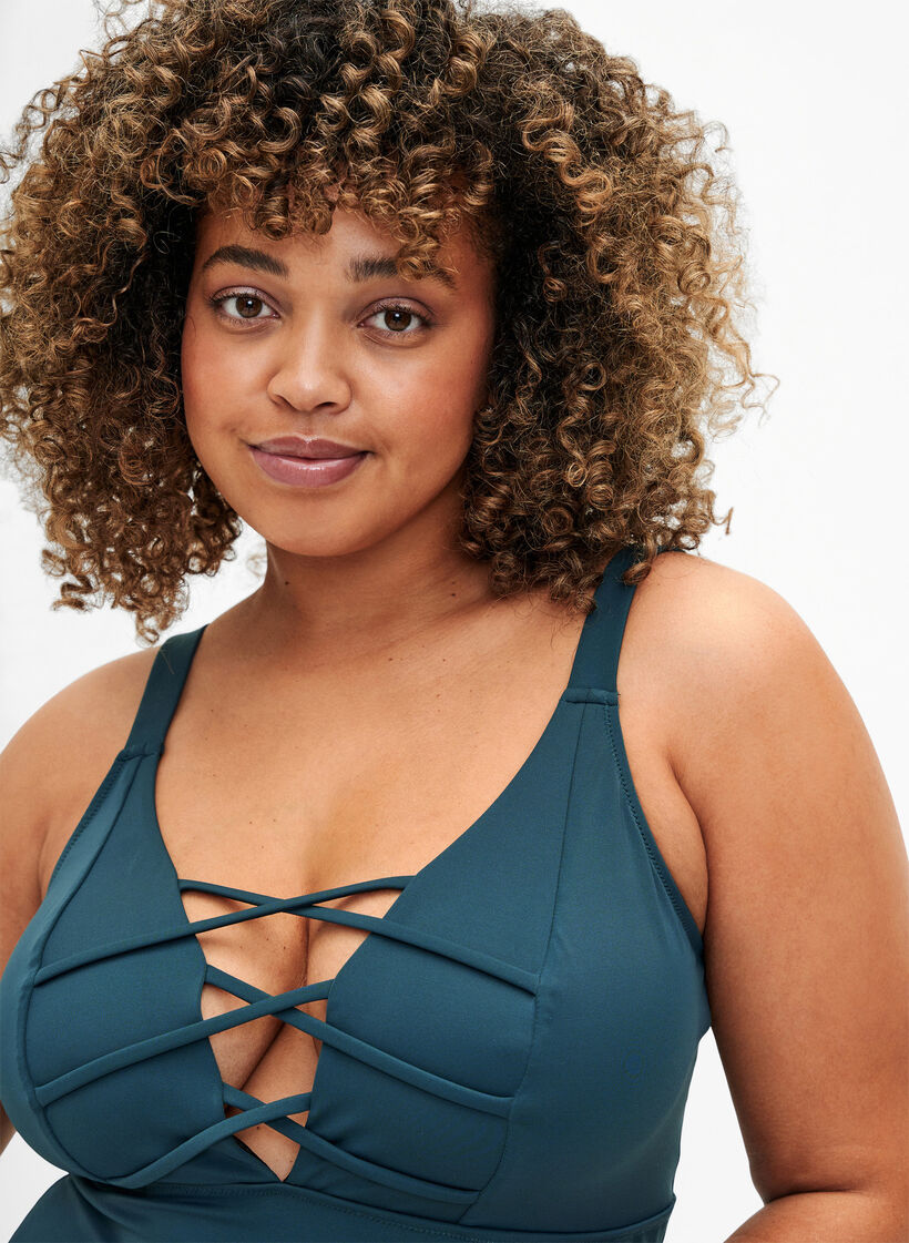 Badedragt med stringdetalje, Dark Sea, Model image number 2